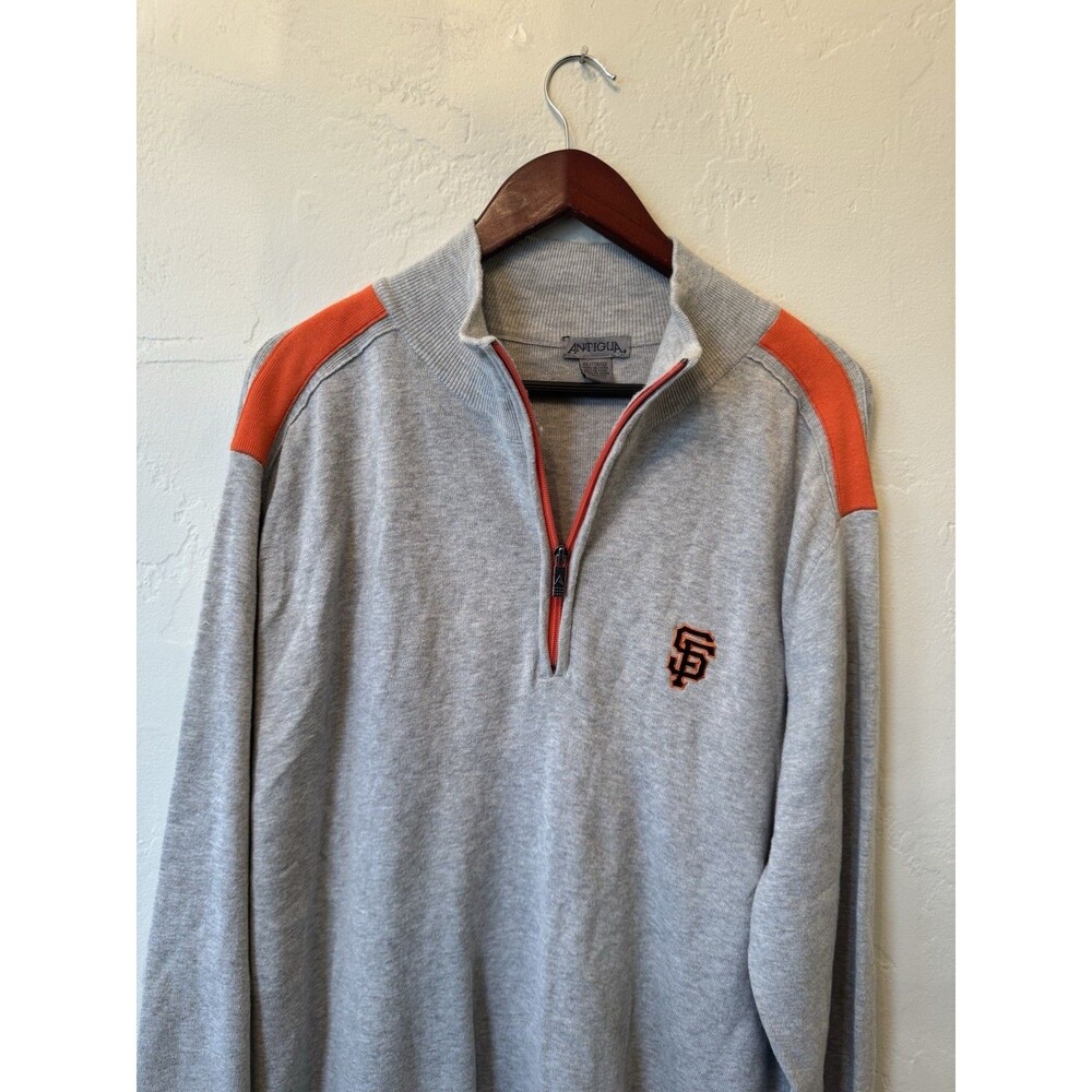 San Francisco Giants Quarter Zip Pullover XXL Antigua Gray Orange MLB